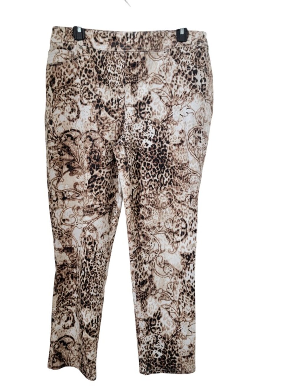 Chico's Size 1 Baroque Leopard Print "Perfect Stretch Girlfriend Slim Ankle"